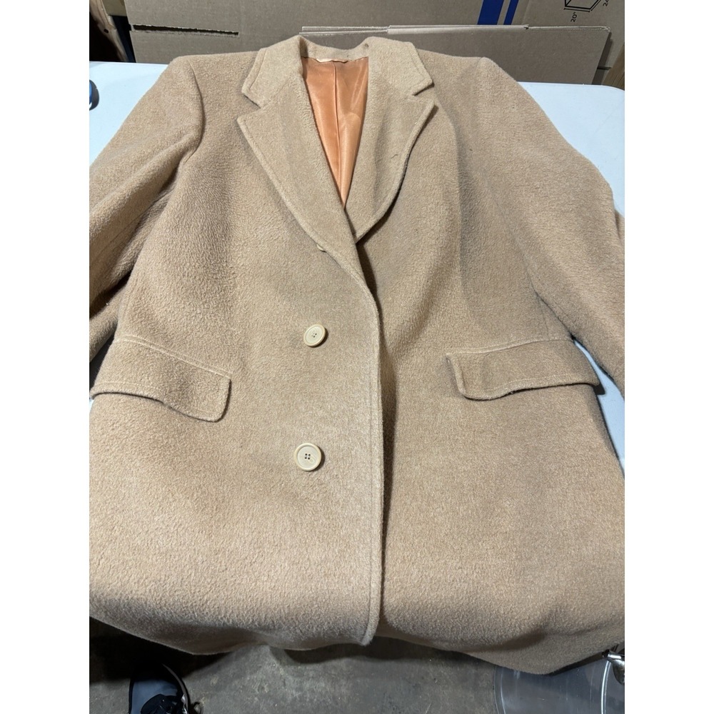 Vtg Whitehaven‎ Pure Wool Tan Overcoat 40R